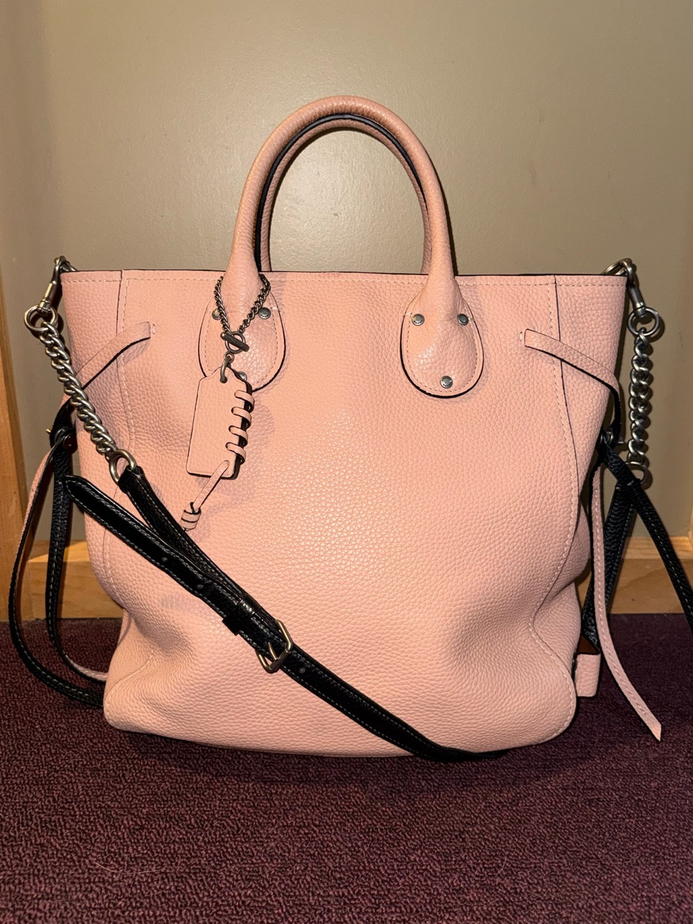 Coach | Mixed Leather Tote Bag | Pink, Black and Tan Leather